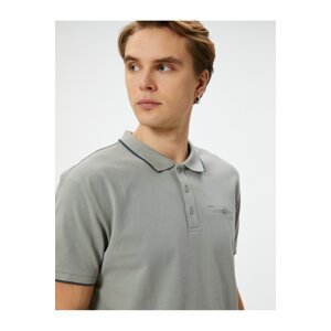 Koton Polo Neck T-Shirt Buttoned Short Sleeve Piping