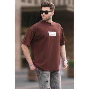 Madmext Brown False Stand Collar Oversize Men's T-Shirt 7005