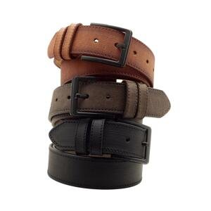 R0928 Dewberry Set Of 3 Mens Belt For Jeans And Canvas-BLACK-BROWN-TABA