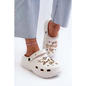 Dámské lehké pěnové pantofle na silné podrážce s kolíky, bílá Effiora