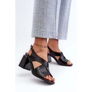 Elegantní dámské sandály na vysokém podpatku, eko kůže, černá Asellesa
