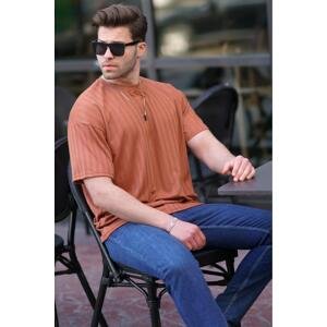 Madmext Tile Men's Striped Oversize T-Shirt 6198