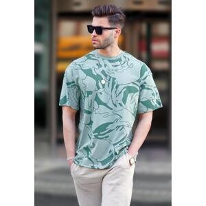 Madmext Mint Green Patterned Oversize Men's T-Shirt 6197
