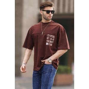 Madmext Brown Oversize Printed Men's T-Shirt 6193