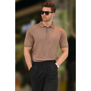 Madmext Brown Men's Polo Neck Plain T-Shirt 6882