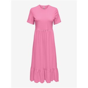 Růžové dámské basic midi šaty ONLY May - Dámské