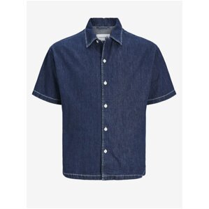 Modrá pánská džínová košile s krátkým rukávem Jack & Jones Palma - Pánské