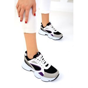 Soho Grey-Black-Purple Women's Sneakers 17226