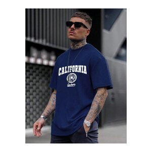 Know Men's Navy Blue California United State 91 Printed Oversize T-Shirt