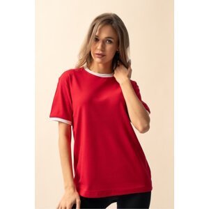 Know Women's Red Combed Cotton Interlock Oversize T-Shirt
