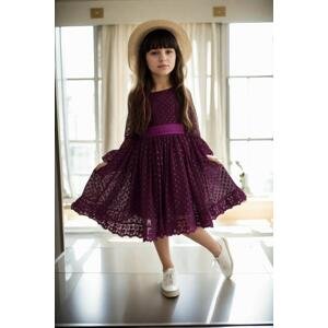 N8712 Dewberry Princess Model Girls Dress with Hat & Lace-MOR