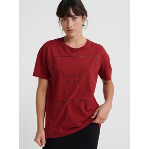 Červené dámské tričko s potiskem Superdry - Dámské