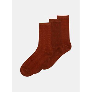 Sada tří párů hnědých ponožek ONLY Abarna - Dámské