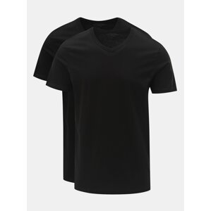 Sada dvou černých basic triček s véčkovým výstřihem Jack & Jones - Pánské