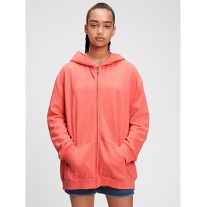 Červená holčičí dětská mikina oversized tunic hoodie GAP