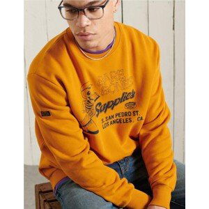 Oranžová pánská mikina s potiskem Superdry Workwear Crew Neck