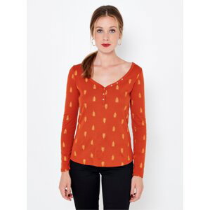 Oranžové vzorované tričko CAMAIEU - Dámské
