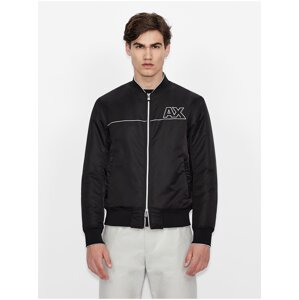 Černý pánský koženkový bomber s povrchovou úpravou Armani Exchange