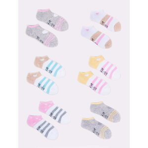 Dětské dívčí kotníkové bavlněné ponožky s vzory a barvami, balení 6 kusů SKS-0008G-AA00-001