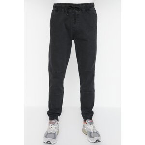 Trendyol Antracitové pohodlné džíny s prošívanými detaily Jogger