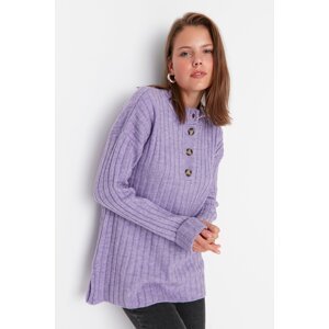 Trendyol Lilac Collar and Buttons, Corduroy Knitwear Sweater