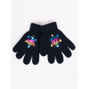 Yoclub Dětské dívčí rukavice s pěti prsty s hologramem ČERVENÁ-0068G-AA50-003
