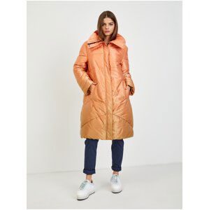 Oranžový dámský prošívaný zimní kabát Guess Ophelie