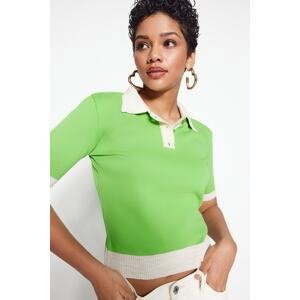 Trendyol zelený blokový polokošilový pletený svetr