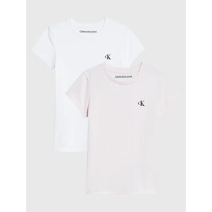 Sada dvou holčičích triček v růžové a bílé barvě Calvin Klein Jeans
