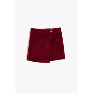 Koton Basic Corduroy Corduroy Shorts Skirt with Button Detail.