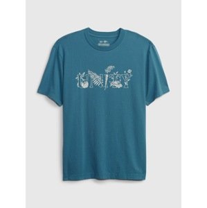 Modré pánské tričko z organické bavlny GAP × Ron Finley