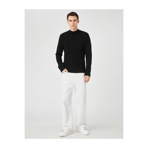Koton Knitwear Sweater with a Knit Pattern and Half Turtleneck Slim Fit.