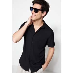 Trendyol černá pravidelně padnoucí texturovaná letní košile