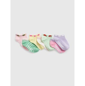 Sada sedmi párů holčičích ponožek ve fialové, růžové, zelené, bílé a žluté barvě GAP