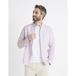 Světle fialová pánská pruhovaná košile Celio Caoxfordy