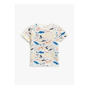 Koton Printed Baby T-shirt in Ecru 3smb10052tk