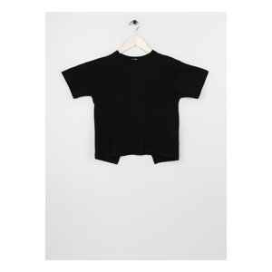 Koton Plain Black Girls' T-shirt 3skg10123ak