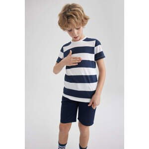 DEFACTO Chlapecké tričko s pravidelným střihem, kulatým výstřihem a pruhovaným vzorem, krátký rukáv