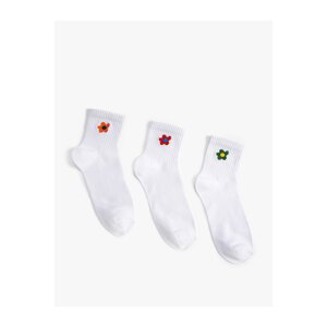 Koton Floral Set of 3 Crepe Socks with Embroidery Detail