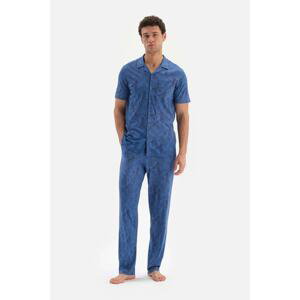 Sada pyžama s potiskem a modrým límečkem značky Dagi, velikost bavlna-modal