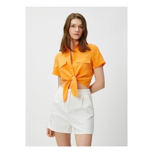 Koton Shirt Collar Plain Orange Women's Shirts 3sak60001ew