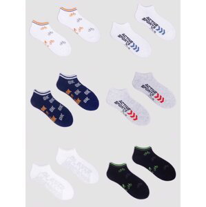 Dětské chlapecké kotníkové bavlněné ponožky s různými vzory a barvami, balení po 6 kusech SKS-0008C-AA00-004