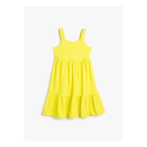 Koton Plain Yellow Girls' Knee-length Dress