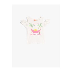 Koton T-Shirt with Window Detail Printed Short Sleeves Crew Neck Cotton