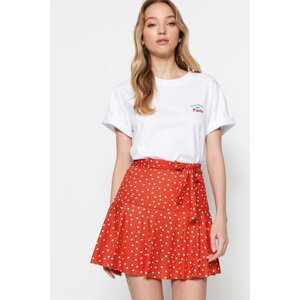 Trendyol Pomegranate Blossom Polka Dot Skirt Look High Waist Mini Knitted Shorts
