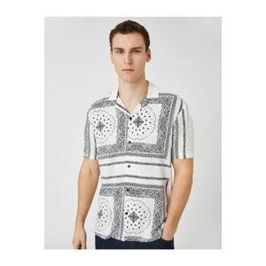 Koton Summer Shirt with Short Sleeves, Turndown Collar Shawl Print Detailed.