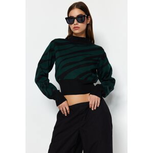 Trendyol Emerald Green Stand-Up Collar Knitwear Sweater