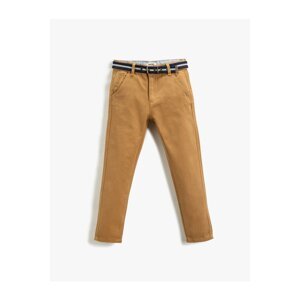 Koton Fabric Trousers Slim Fit Belt, Pockets, Adjustable Elastic Waist, Adjustable Elastic Waist.