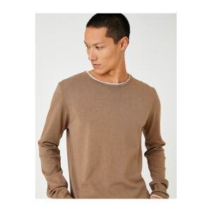 Koton Basic pletený svetr s kulatým výstřihem a dlouhými rukávy