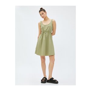 Koton Mini Parachute Dress U-Neck, Pleated Waist, Sleeveless